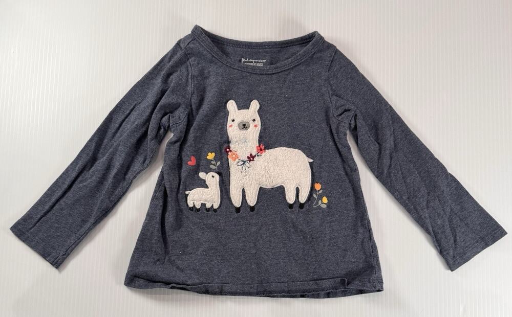 First Impressions Girls 24 Months Llama Applique Long Sleeve Gray Shirt Toddler